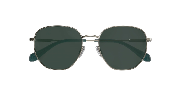 A green pair of sunglasses