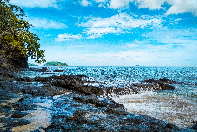 The sea with rocks by the shore